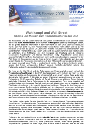 Wahlkampf und Wall Street