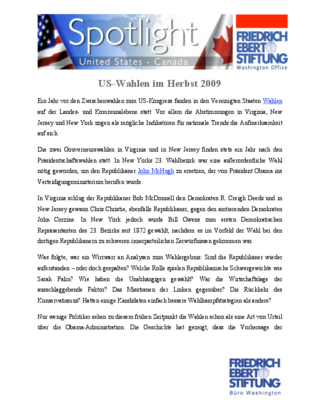 US-Wahlen im Herbst 2009